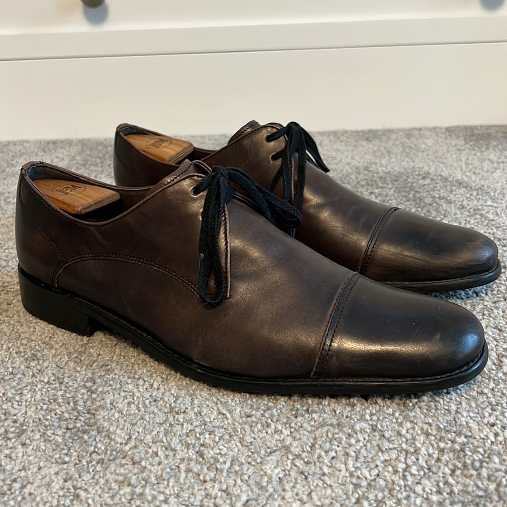 John Varvatos cap toe derby shoes leather size 10